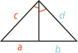 A triangle with sides c and d has an angle bisector from the angle between them dividing the opposite side into segment a adjacent side c and segment b adjacent side d. Sides a and c are similar and sides b and d are similar.