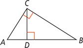 Triangle ABC has altitude line CD.