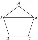 Pentagon ABCDE has horizontal diagonal BE.