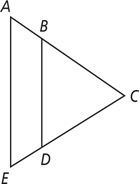 Triangle ACE has segment BD from B on side AC to D on side CE.