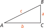 Triangle ABC has sides measuring a, b, and c.