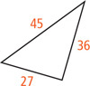 A triangle has sides measuring 27, 36, and 45.