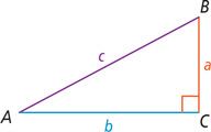 Right triangle ABC has legs a and b and hypotenuse c.