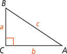 Right triangle ABC has legs a and b and hypotenuse c.