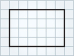 A rectangle on graph paper has top and bottom sides extending six units and left and right sides extending four units.