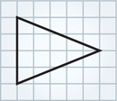 A triangle on graph paper has left side extending four units vertically, and right vertex five units right from the middle of the left side.