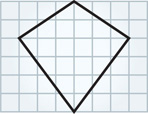 A kite on graph paper has top and bottom vertices six units apart, and left and right sides two units below and three units left and right, respectively, from the top vertex.