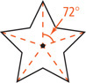 The star has segments from each vertex to the center 72 degrees apart from each other.