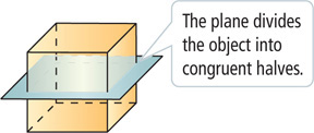 A horizontal plane divides a cube in half.