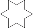 A star has six points appearing equally spaced apart.
