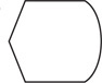 A figure has top and bottom sides congruent, two congruent sides meeting at a vertex on the left, and right side curving outward.