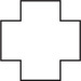   A figure is shaped like the outline of two congruent rectangles, one vertical and one horizontal, with their middle sections overlapping.