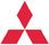 A Mitsubishi logo has three equal diamonds extending from the center, to top center, bottom left, and bottom right.