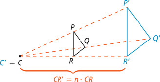 Triangle PQR is dilated to get triangle P’Q’R’.