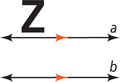 The letter Z is above horizontal line a, parallel to horizontal line b below it.