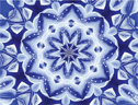 A kaleidoscope image consists of shapes with nine points.