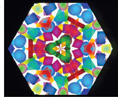 A kaleidoscope image consists of shapes with three points.