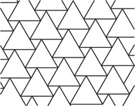 A tessellation consists of a repeating large triangle, with vertices connected to sides and small triangles between them.