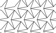 A tessellation consists of equilateral triangles with each side spanning the side of a three-pointed star shape, each with six equal sides.