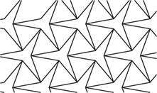 A tessellation consists of equilateral triangles with each side spanning the side of a three-pointed star shape, each with six equal sides.