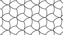 A tessellation consists of an identical fish-shaped figure, with three heads and three tails at each vertex.