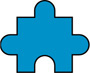 A puzzle piece is shaped like a square with a semicircle removed from the center of the bottom side and the semicircle attached to the centers of the left, top, and right sides.