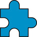A puzzle piece is shaped like a square with a semicircle removed from the centers of the bottom and left sides and the semicircle attached to the centers of the top and right sides.