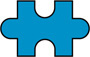 A puzzle piece is shaped like a square with a semicircle removed from the centers of the top and bottom sides and the semicircle attached to the centers of the left and right sides.