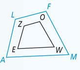 Quadrilateral ZOWE is within similar quadrilateral LFMA.