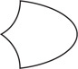 A figure is shaped like a U opening left, with two concave curves from each end meeting at a point on the left.
