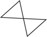 Two triangles share a vertex, such that sides create of opposite triangles form a straight line.