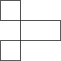 A figure consists of a horizontal rectangle with the bottom right corners of equal squares attached to the left corners of the rectangle.