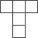 A capital letter T is made up of five congruent squares, three vertical and three horizontal on top.