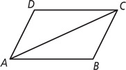 Parallelogram ABCD has diagonal AC.