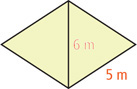 A rhombus with sides measuring 5 meters has a 6-meter diagonal.