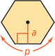 A regular polygon has perimeter p and apothem a.