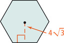 A hexagon has apothem 4radical3.
