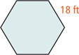 A hexagon has sides 18 feet.