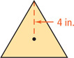 A triangle has radius 4 inches.