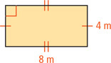 A rectangle has length 8 meters and height 4 meters.