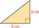 A right triangle has base 8 centimeters and height 6 centimeters.