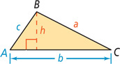 Triangle ABC has height h from vertex B.