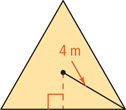 A triangle has radius 4 meters.