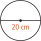 A circle has diameter 20 centimeters.