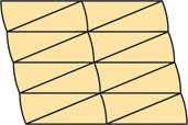 Wedges are arranged in side-by-side columns each with four wedges pointing right interlocked with four wedges pointing left, forming a parallelogram.