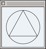 A geometry software screen displays a triangle inscribed in a circle.
