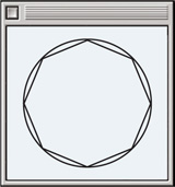 A geometry software screen displays an octagon inscribed in a circle.