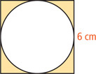 A shaded square with sides 6 centimeters has an inscribed circle removed from inside.