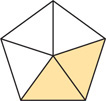 A pentagon has five radius lines forming five triangles, with two adjacent triangles shaded.