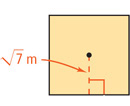 A square has line from center perpendicular to a side measuring radical7 meters.